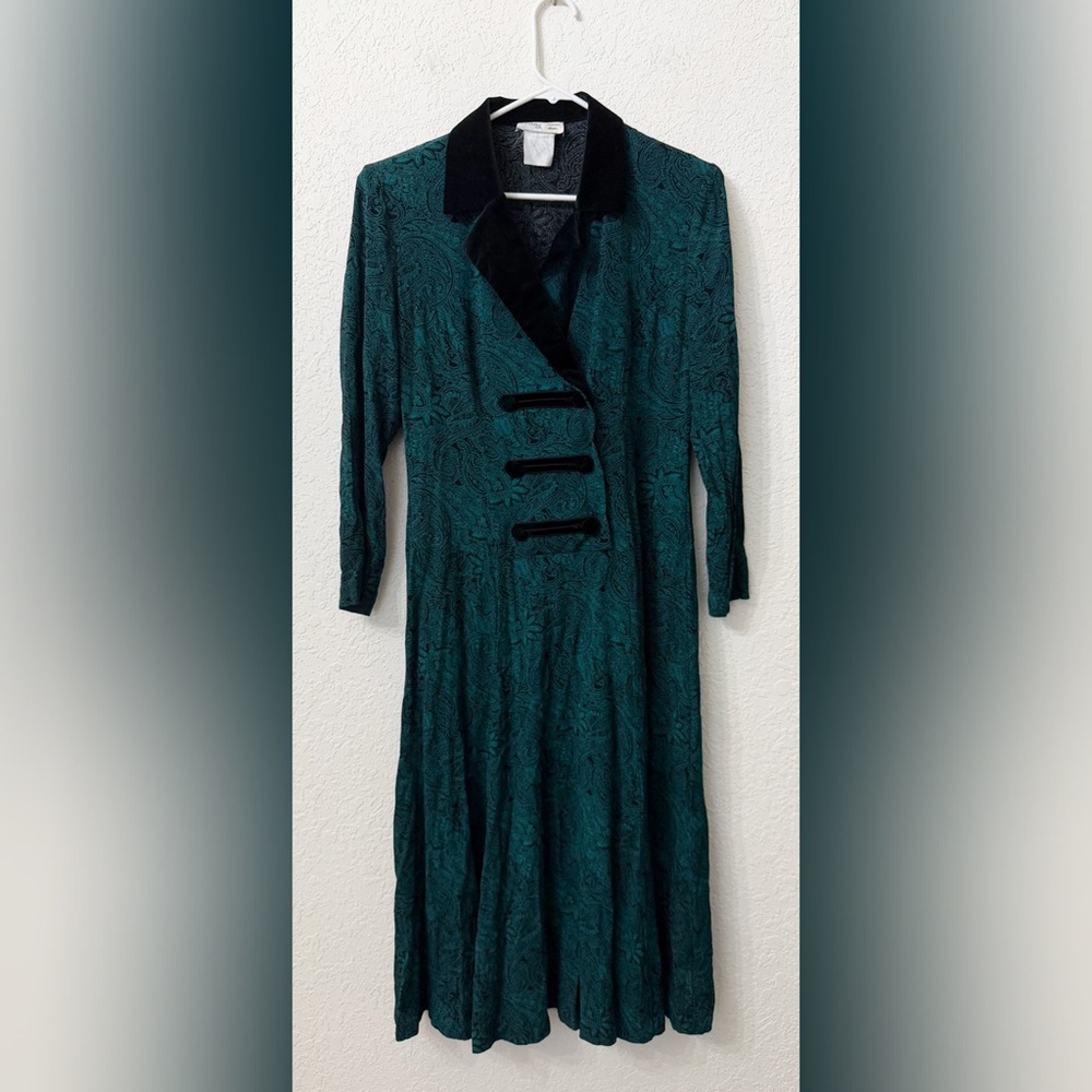 Lanz Original Vintage Green Black Dress